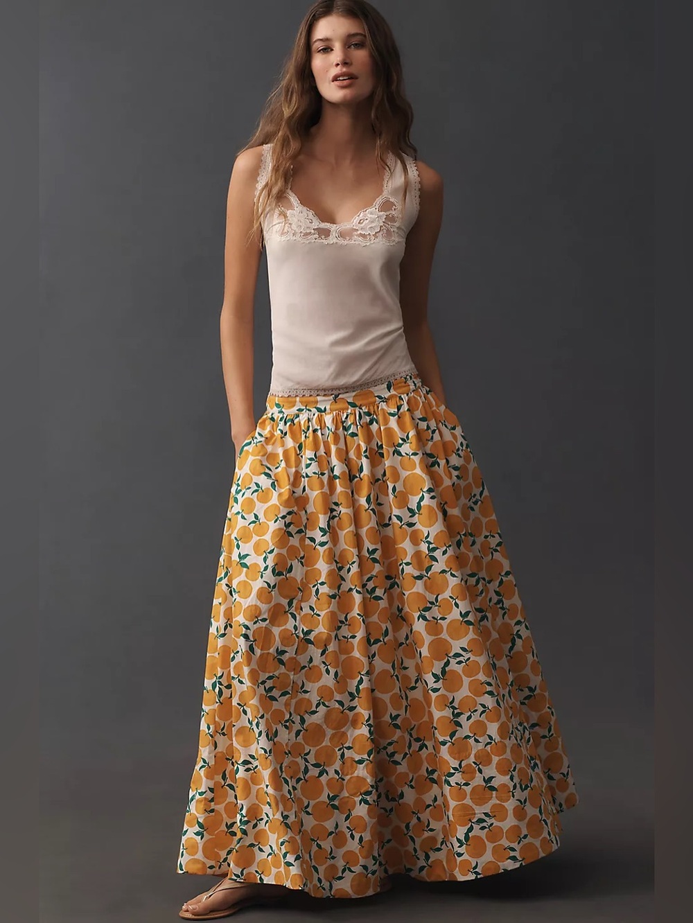 NWT Size M - Maeve Jacie Poplin Printed Maxi Skirt Cotton w Pockets (US$ 158)
